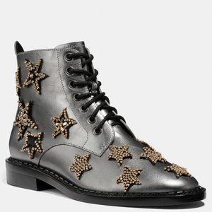 COACH Watts Star-Embellished Leather Booties
